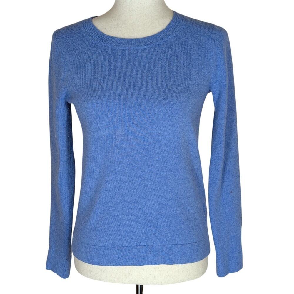 J.CREW Sweater Women XS Sky Blue Teddie Pullover Cotton Merino Wool